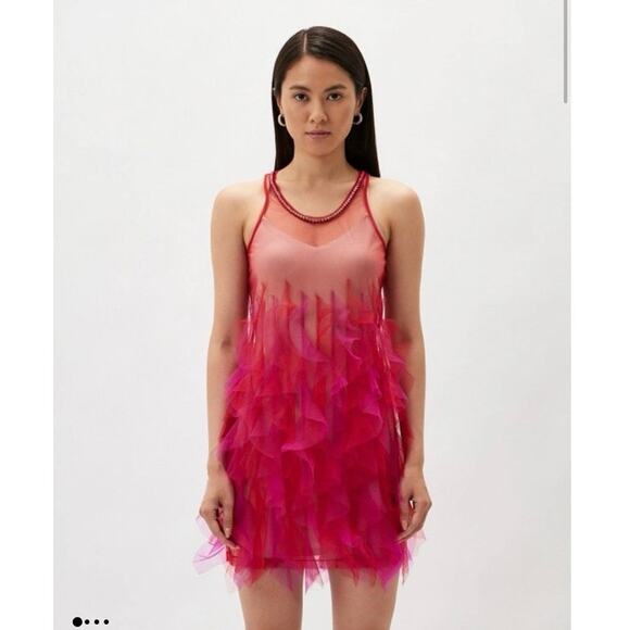 Patrizia Pepe Red & Purple Tool Slip Dress - Picture 1 of 6